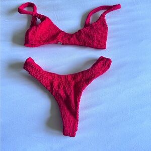 Lahana swim red scrunch bikini